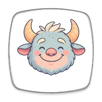 Cheerful Bull Head Cartoon - Square fridge magnet - white - Front