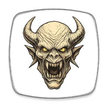 Demon Mask Hornenkopf - Square fridge magnet - white - Front