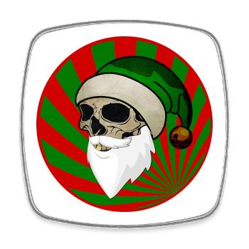 Skull Santa Claus Gnome red green - Square fridge magnet - white - Front