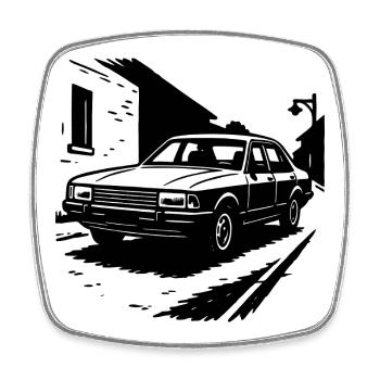 Straßenkreuzer Deluxe - Viereckiger Kühlschrankmagnet - Weiß - Vorne