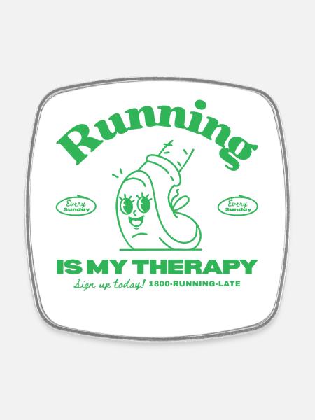 Retro Running Love - Viereckiger Kühlschrankmagnet - Weiß