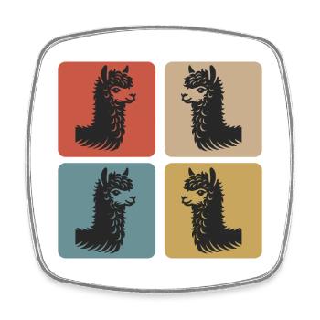 Alpaka Vintage Vibes - Viereckiger Kühlschrankmagnet - Weiß - Vorne