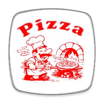 Pizza Schatel Motiv Italiano Italien Cool Fun - Viereckiger Kühlschrankmagnet - Weiß - Vorne