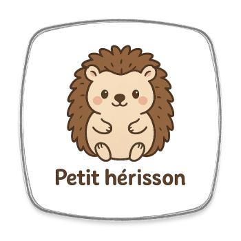 hérisson mignon "Petit hérisson" - Magnet carré - blanc - Devant