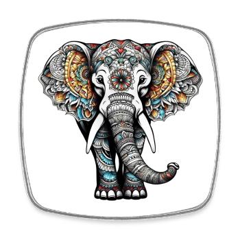 Éléphant coloré dans le style de tatouage - Magnet carré - blanc - Devant