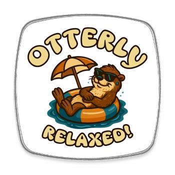 Relaxed Otter in the Sun - Square fridge magnet - white - Front