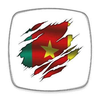 Flag of Cameroon - Cameroon - Torn Flag - Square fridge magnet - white - Front