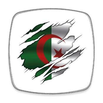 Drapeau de l’Algérie - Algérie - Drapeau déchiré - Magnet carré - blanc - Devant