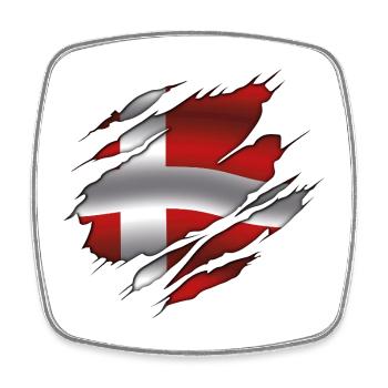 Drapeau du Danemark - Danemark - Drapeau déchiré - Magnet carré - blanc - Devant