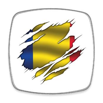 Drapeau de la Roumanie - Roumanie - Drapeau déchiré - Magnet carré - blanc - Devant