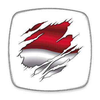 Drapeau de l’Indonésie - Indonésie - Drapeau déchiré - Magnet carré - blanc - Devant