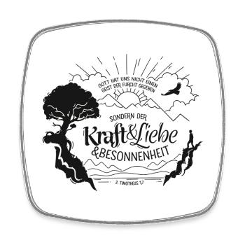 Gott hat uns keinen Geist der Furcht gegeben - Viereckiger Kühlschrankmagnet - Weiß - Vorne