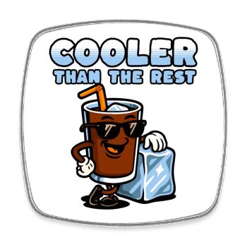 Cola-figur med is og solbriller - Square fridge magnet - white - Front