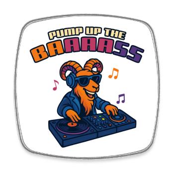 Goat DJ - Pump Up the Baaaass - Magnet carré - blanc - Devant
