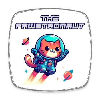 L’astronaute Cat dans l’espace - Magnet carré - blanc - Devant