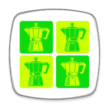 Retro Espressokocher Pop Art - Viereckiger Kühlschrankmagnet - Weiß - Vorne