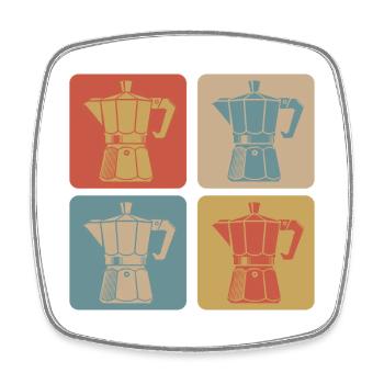 Retro Espresso Maker - Square fridge magnet - white - Front