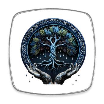 Water and Wisdom The mystical Celtic Tree of Life - Square fridge magnet - white - Front