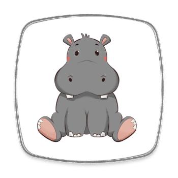 Nilpferd - Viereckiger Kühlschrankmagnet - Weiß - Vorne