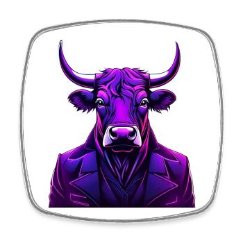 Bull in colorful tattoo style - Square fridge magnet - white - Front