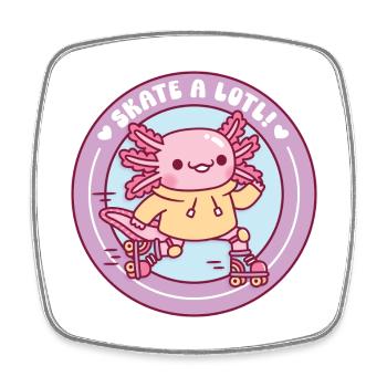 Niedlicher Axolotl Rollschuh Schlittschuh Ein viel lustiges Wortspiel - Viereckiger Kühlschrankmagnet - Weiß - Vorne