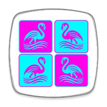 Flamingo Wellen Pop Art - Viereckiger Kühlschrankmagnet - Weiß - Vorne