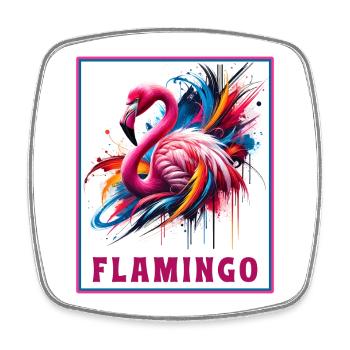 Graffiti Flamingo Explosion - Viereckiger Kühlschrankmagnet - Weiß - Vorne