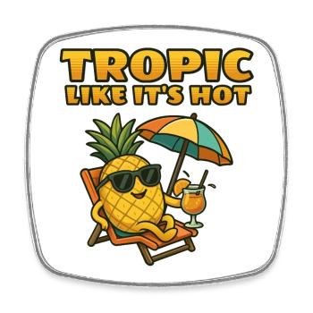 Ananas tropical dans l’ambiance des fêtes - Magnet carré - blanc - Devant