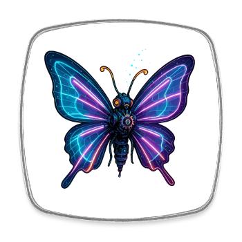Neonflügel Metallschmetterling - Viereckiger Kühlschrankmagnet - Weiß - Vorne