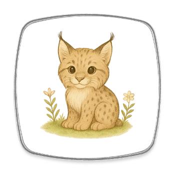 Nordic forest - Lynx - Square fridge magnet - white - Front