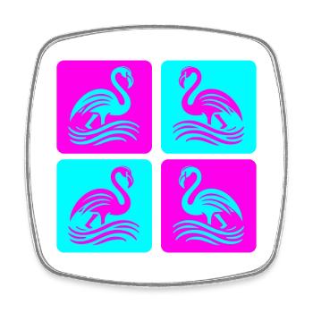 Flamingo Wellen Pop Art - Viereckiger Kühlschrankmagnet - Weiß - Vorne