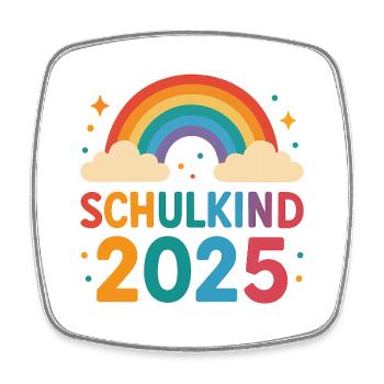 Rainbow Schulkind 2025 Motiv - Viereckiger Kühlschrankmagnet - Weiß - Vorne