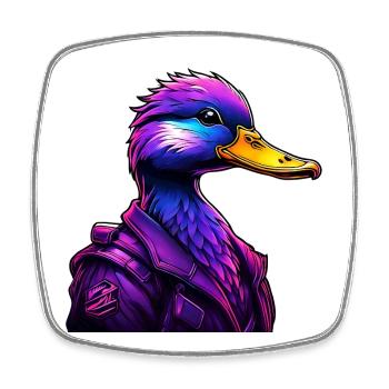 Futuristic Duck in Cyber Style - Square fridge magnet - white - Front