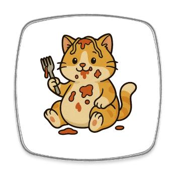 Katzenbolognese - Viereckiger Kühlschrankmagnet - Weiß - Vorne