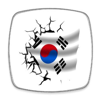 Flagge von Korea - Korea - Flagge Broken Design - Viereckiger Kühlschrankmagnet - Weiß - Vorne