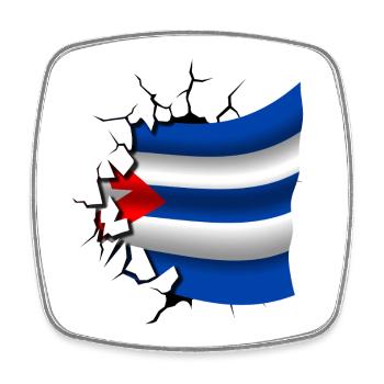 Drapeau de Cuba - Cuba - Drapeau Broken Design - Magnet carré - blanc - Devant