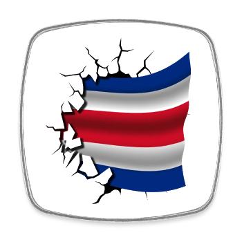 Drapeau du Costa Rica - Costa Rica - Drapeau brisé - Magnet carré - blanc - Devant