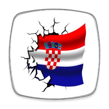 Bandera de Croacia - Croatia - Flag Broken Design - Square fridge magnet - white - Front