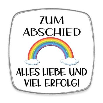 ABSCHIED VIEL ERFOLG - REGENBOGEN - Viereckiger Kühlschrankmagnet - Weiß - Vorne