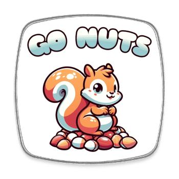 Écureuil assis sur un t-shirt cartoon de noix - Magnet carré - blanc - Devant