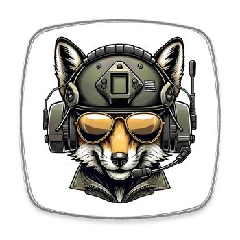 Fox Military Design - Square fridge magnet - white - Front