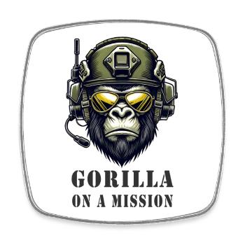 Gorilla in Mission / Militär - Viereckiger Kühlschrankmagnet - Weiß - Vorne