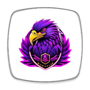 Futuristic eagle with neon accents - Square fridge magnet - white - Front