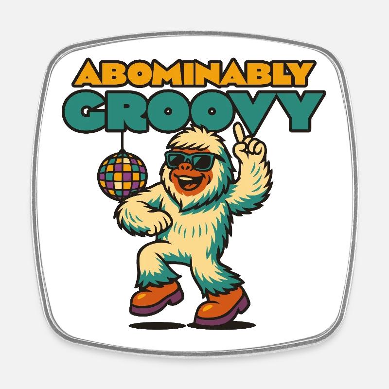 Groovy Disco Yeti - Viereckiger Kühlschrankmagnet - Weiß