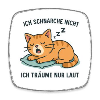 Chat ronflant - Motif de sommeil amusant - Magnet carré - blanc - Devant