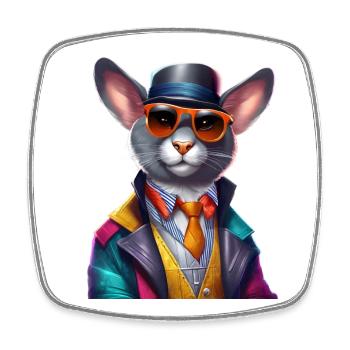 The chic mouse: Stylish through the day - Square fridge magnet - white - Front
