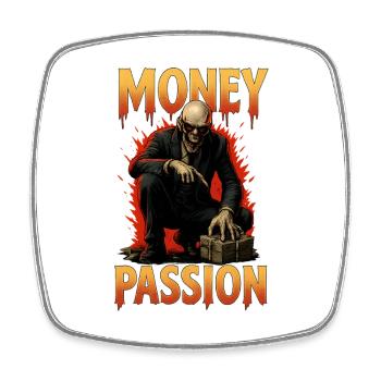 Geld Passion – Gier nach Cash - Viereckiger Kühlschrankmagnet - Weiß - Vorne