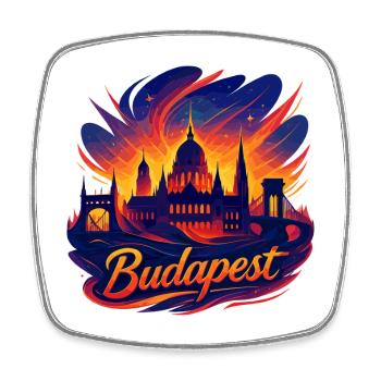 Budapest Capital Hungary Silhouette Gift - Square fridge magnet - white - Front