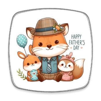 Cute father's day family - Square fridge magnet - white - Front