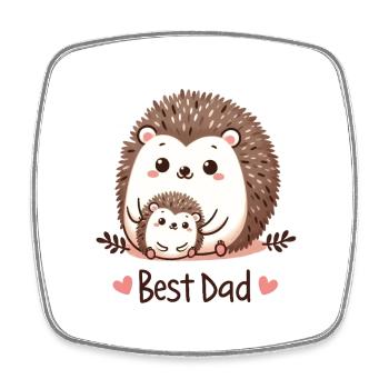 Bester Papa Igel - Viereckiger Kühlschrankmagnet - Weiß - Vorne